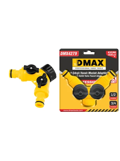 Çiftli ve Vanalı Musluk Adaptör 1/2-3/4 DMX4279