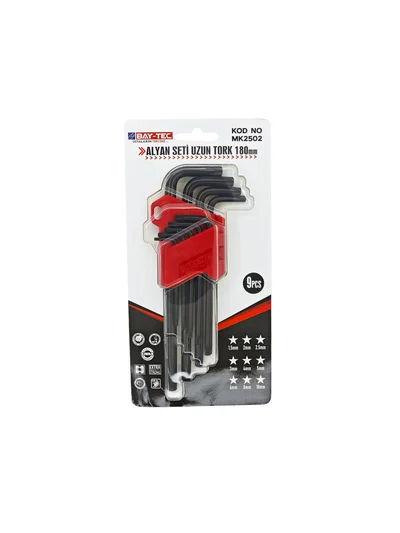 Alyan Anahtar Seti Torx Uzun 9 Parça 180mm MK2502