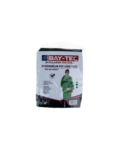MK5121 PVC Lüks Yağmurluk Yeşil Cepli Sırttan Havalandırmalı 260gr