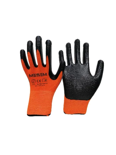 1/2 Nitril Kaplı Zebra Siyah Eldiven No:10 MES EL330