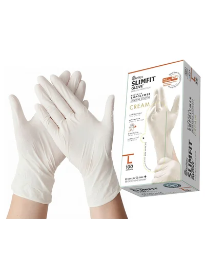 REFLEX SLİMFİT L/XL Beden Copolymer Pudrasız Muayene Eldiveni Beyaz