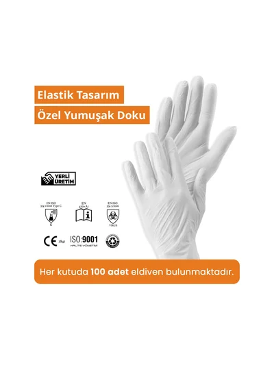 REFLEX FLEX L/XL Beden Tek Kullanımlık Pudrasız Eldiven 100'lü Beyaz