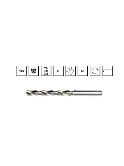 HSS DIN 338 Silindirik Saplı Kısa Matkap Ucu 17 mm - TAŞLANMIŞ